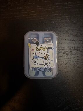 Pochacco Blue Nail Clippers Set for hands and feet in a travel protective  box